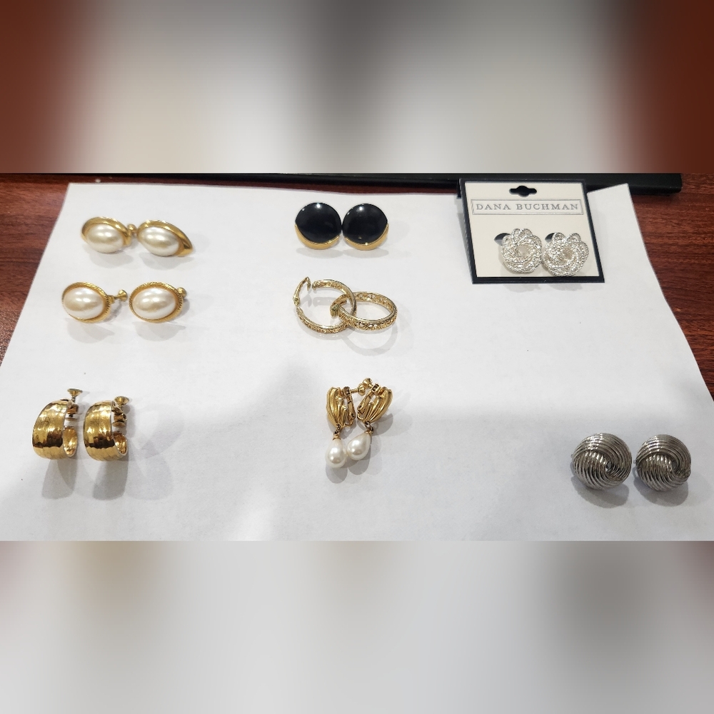 $8 for all Dana Buchman earrings Lot of 8 clip ons Hoops Jewelry